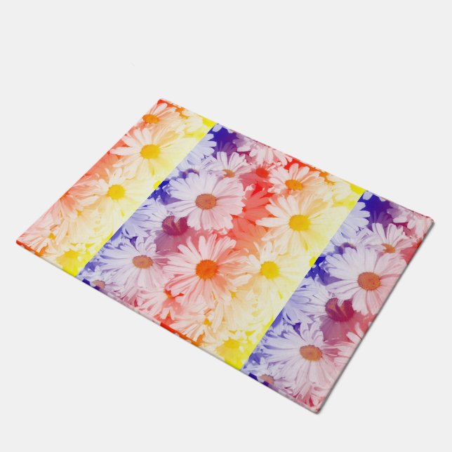 Rainbow Daisies Fußmatte (Schrägansicht)