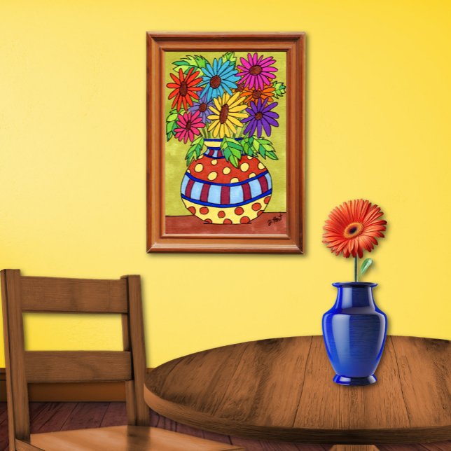 Rainbow Daisies in Designer Vase Poster (Von Creator hochgeladen)