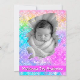 [Rainbow Damask] Soft Pastels Baby Girl Birth Ankündigung