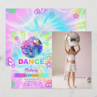 Rainbow Dance Birthday Foto Einladung