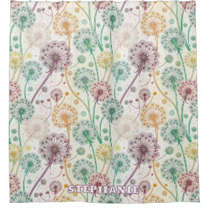 Rainbow Dandelion Breeze - Whimsisches Floral Duschvorhang