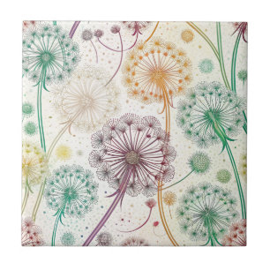 Rainbow Dandelion Breeze - Whimsisches Floral Fliese