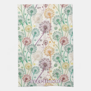 Rainbow Dandelion Breeze - Whimsisches Floral Geschirrtuch
