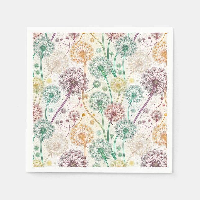 Rainbow Dandelion Breeze - Whimsisches Floral Serviette (Vorderseite)