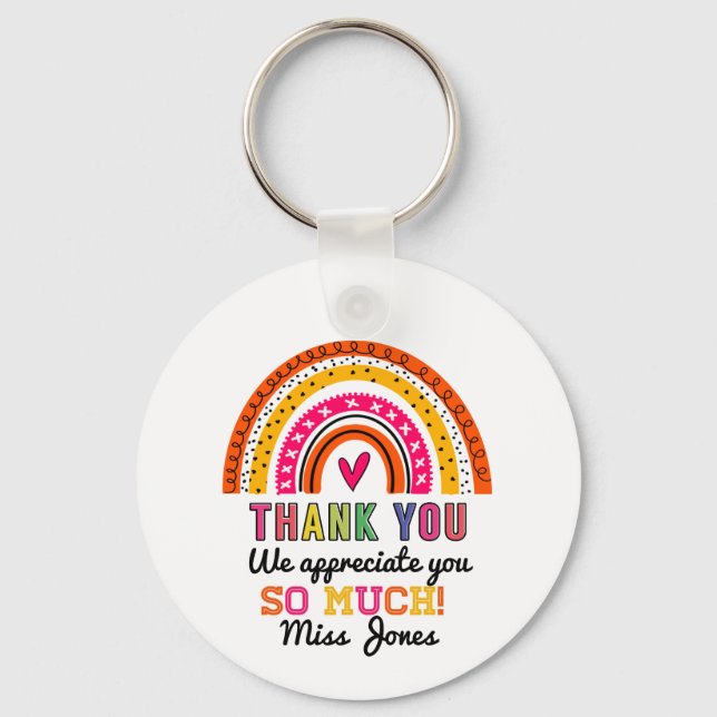 Rainbow Dankeschön Lehrer Geschenkschlüssel Ring Schlüsselanhänger (Vorderseite)
