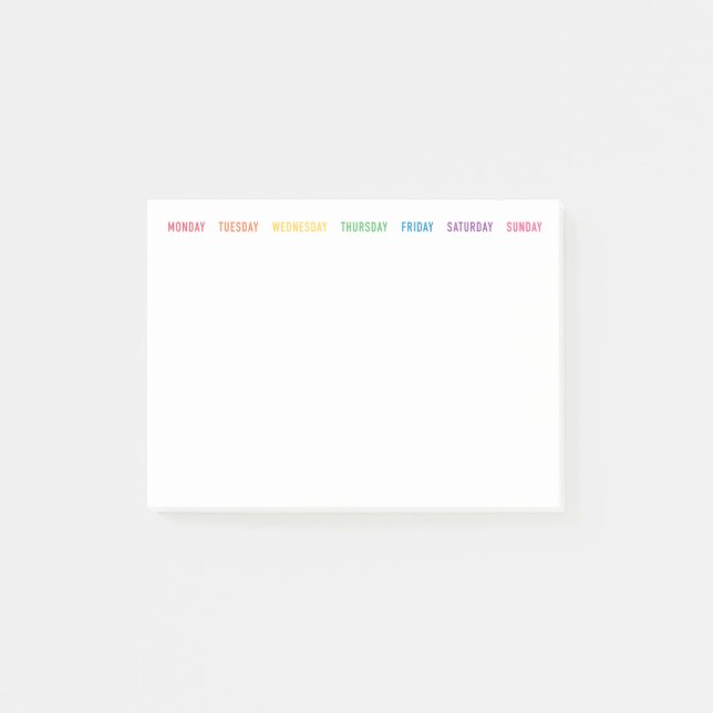 Rainbow Days of the Week Post-it® Notes Post-it Klebezettel (Vorderseite)