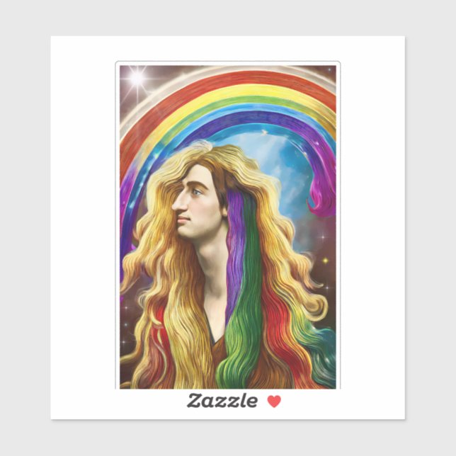 Rainbow Deity Man of All Liebe Fantasy Art Aufkleber (Blatt)