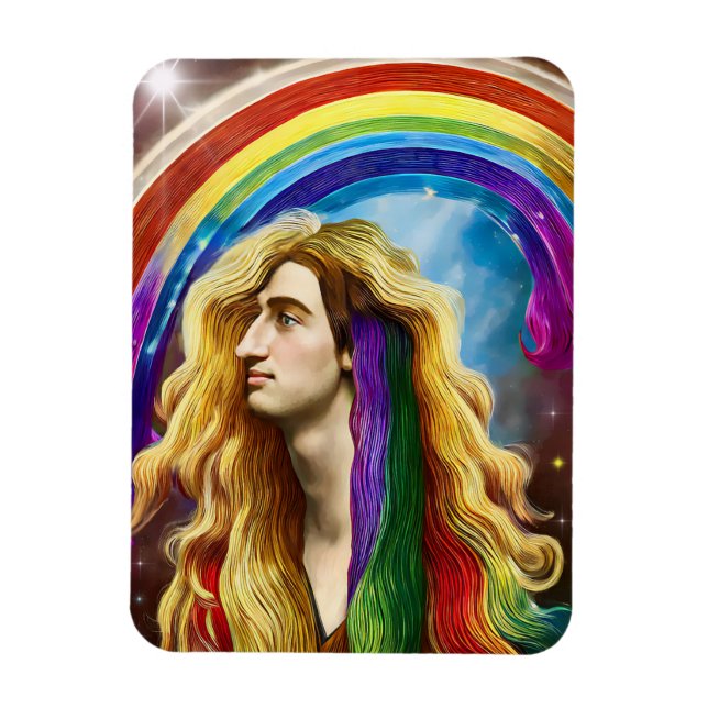 Rainbow Deity Man of All Liebe Fantasy Art Magnet (Vertikal)