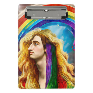 Rainbow Deity Man of All Liebe Fantasy Art Mini Klemmbrett