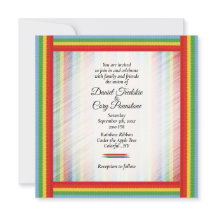 Rainbow Denim Ribbon Wedding Einladung
