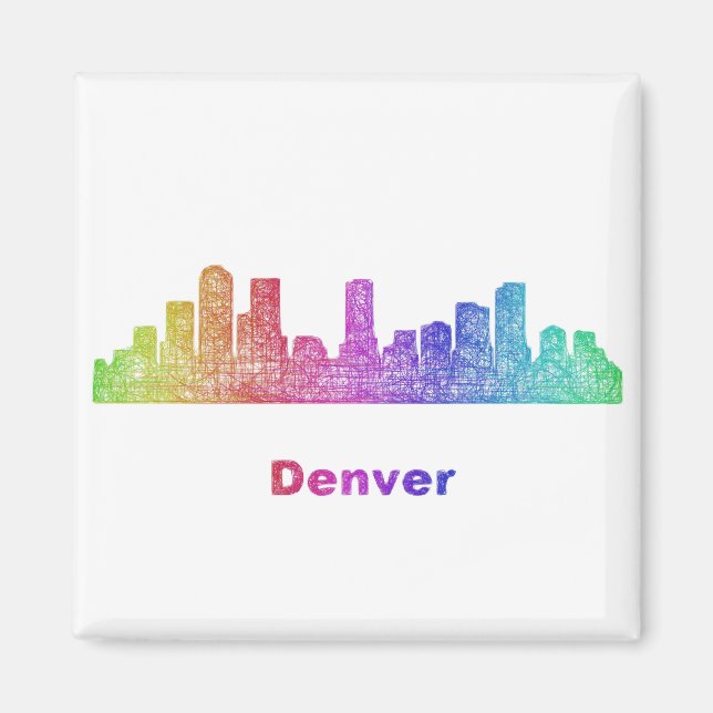 Rainbow Denver Skyline Magnet (Vorne)