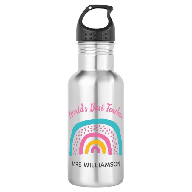 Rainbow: Der beste Lehrer der Welt Edelstahlflasche (Vorderseite)