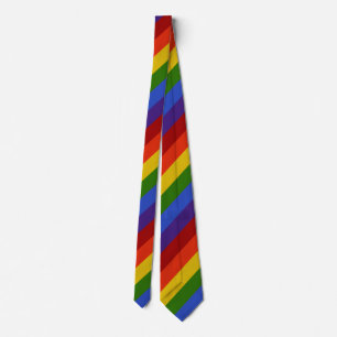 Rainbow Diagonal Stripe Neck Tie Krawatte