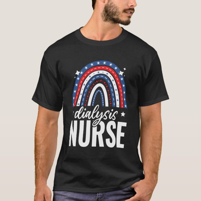 Rainbow Dialysis Nurse 4. Juli USA Pat T-Shirt (Vorderseite)