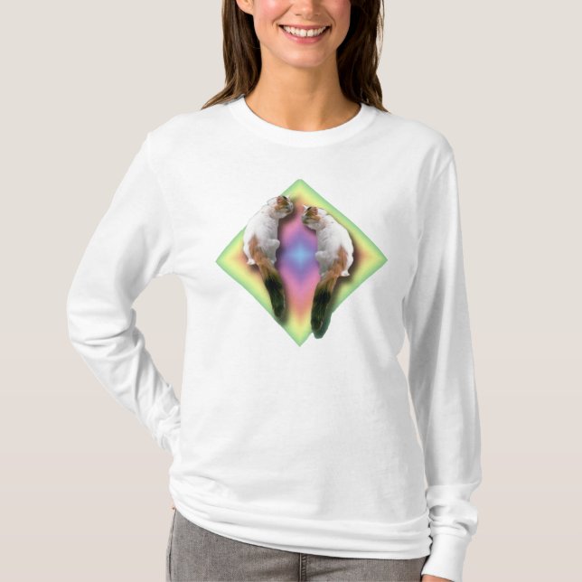 Rainbow-Diamanten und -Katzen T-Shirt (Vorderseite)