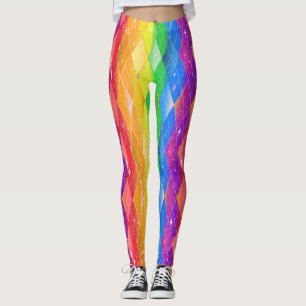 Rainbow Diamond Pride Raute Sparkle Harlequin Leggings
