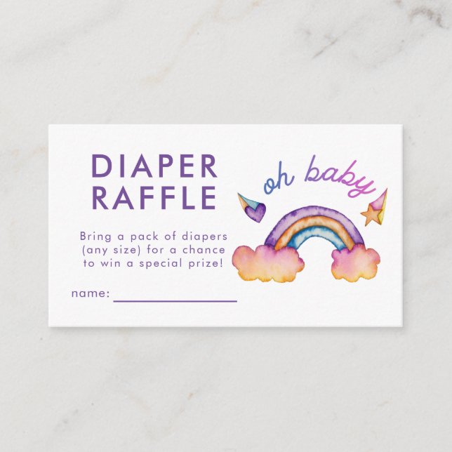 Rainbow Diaper Raffel Ticket Begleitkarte (Vorderseite)