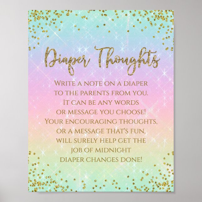 Rainbow Diaper Thoughts Baby Showgame Poster (Vorne)