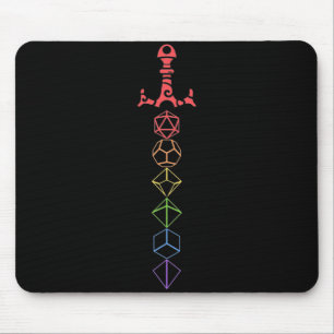 Rainbow Dice Sword Tabletop RPG Gaming Mousepad