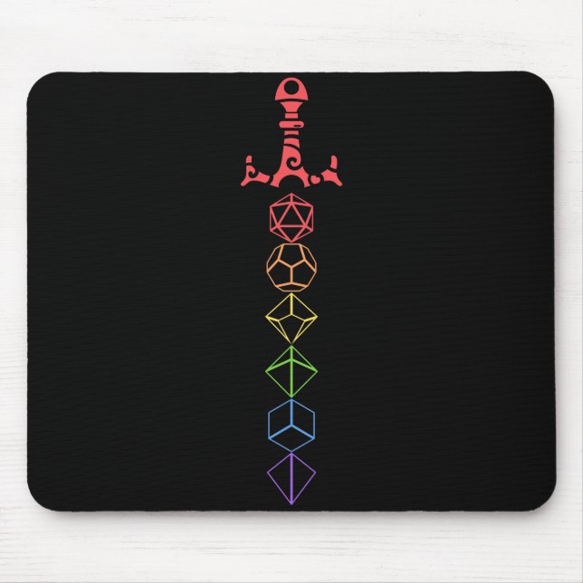 Rainbow Dice Sword Tabletop RPG Gaming Mousepad (Vorne)