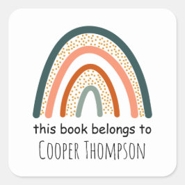 Rainbow Dieses Buch gehört Kindern Buchzeichen Quadratischer Aufkleber