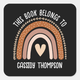 Rainbow Dieses Buch gehört Kindern Buchzeichen Quadratischer Aufkleber