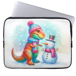 Rainbow Dino Winter Wonderland Laptopschutzhülle