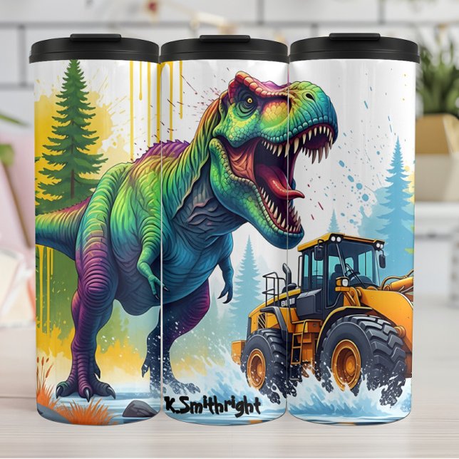 Rainbow Dinosaur Yellow Loader Clash Thermosbecher (Von Creator hochgeladen)