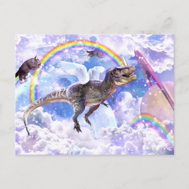 Rainbow-Dinosaurier-Einhorndinocorn Postkarte (Vorderseite)