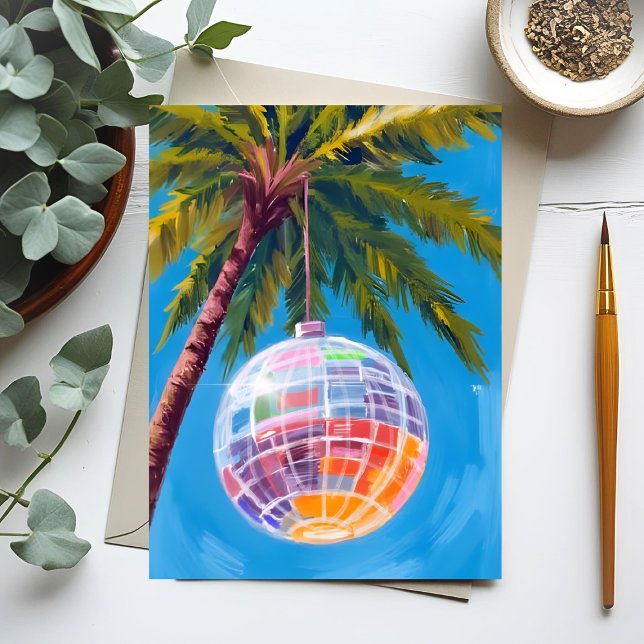 Rainbow Disco Ball | Pastel Watercolor Painting Postkarte (Von Creator hochgeladen)