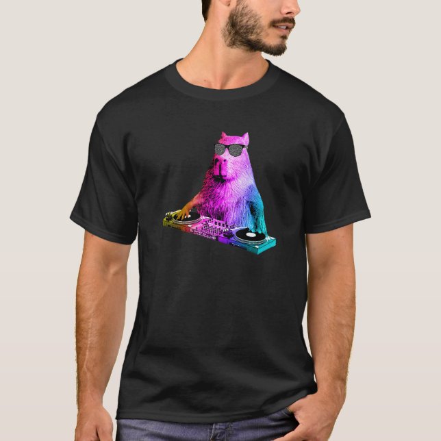 Rainbow Dj Capybara House Music T-Shirt (Vorderseite)