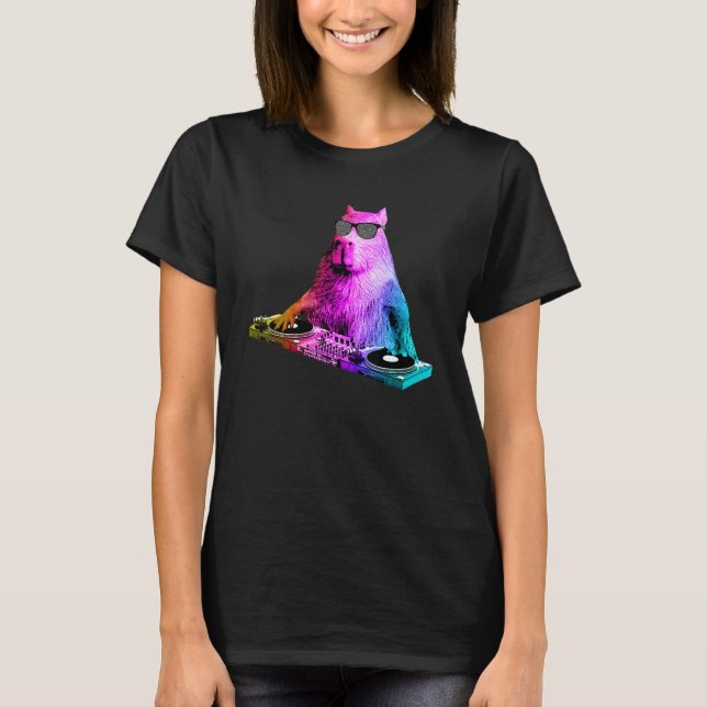 Rainbow Dj Capybara House Music T-Shirt (Vorderseite)