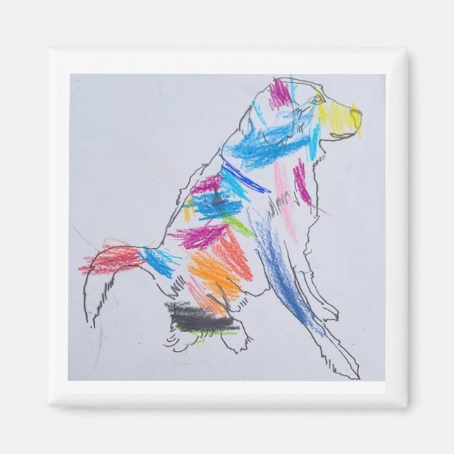 Rainbow Dog Magnet (Vorne)