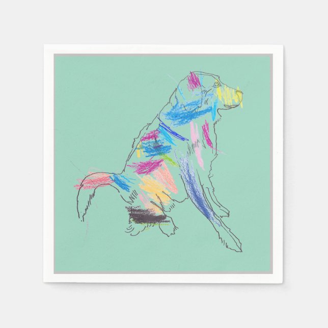 Rainbow Dog Party Napkin Serviette (Vorderseite)