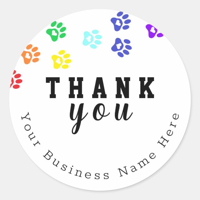 Rainbow Dog Paw Custom Danke Stickers (Vorderseite)