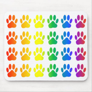 Rainbow Dog Pawprint Mousepad