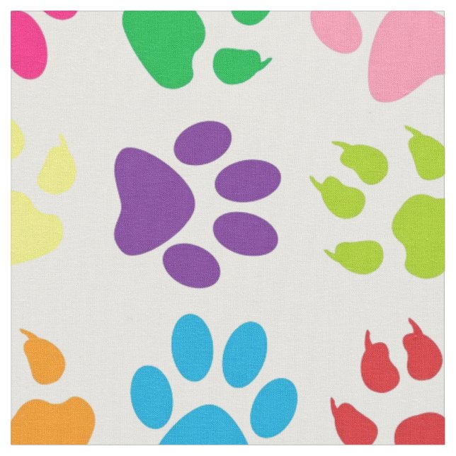 Rainbow Dog Paws Muster Stoff (Nahaufnahme)