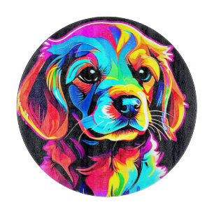 Rainbow Dog Portrait Art Schneidebrett