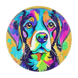 Rainbow Dog Portrait Design Schneidebrett