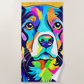 Rainbow Dog Portrait Design Strandtuch