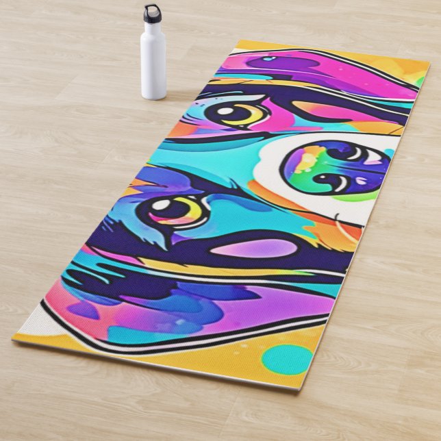 Rainbow Dog Portrait Design Yogamatte (Beispiel)