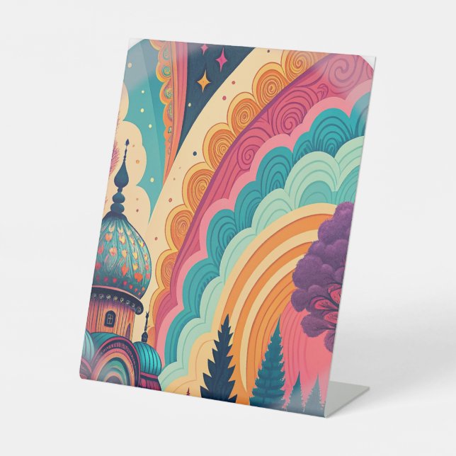 Rainbow Dome Pedestal Sign - Anpassbar Sockelschild (Vorderseite)