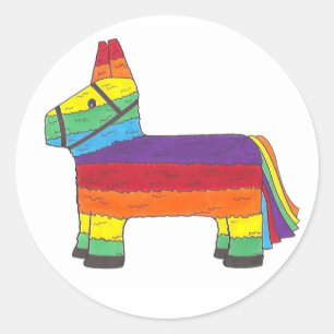 Rainbow Donkey Piñata Geburtstagsparty Fiesta Prid Runder Aufkleber
