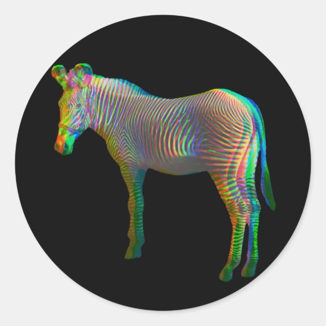 Rainbow Donkey Runder Aufkleber (Vorderseite)