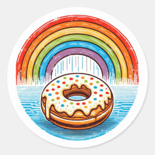 Rainbow Donut Runder Aufkleber