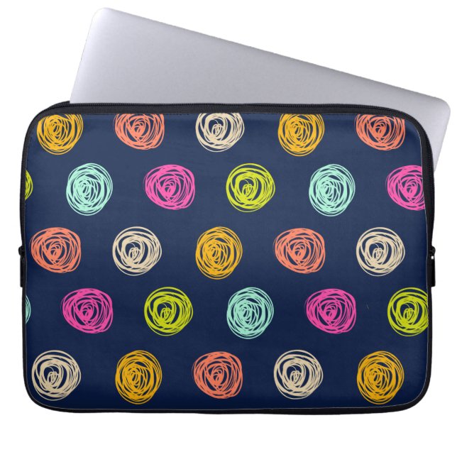 Rainbow Doodle Dot Confetti auf Navy Wrapping Pape Laptopschutzhülle (Vorderseite)
