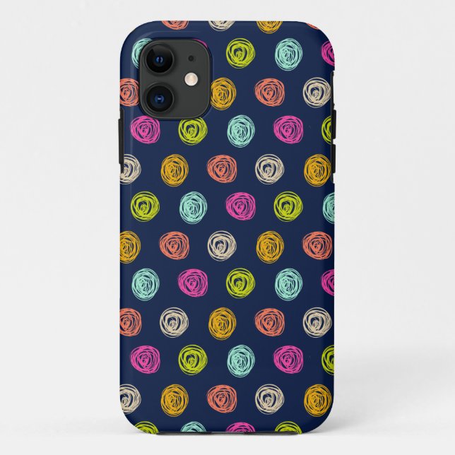 Rainbow Doodle Dot Confetti on Navy Wrapping Paper Case-Mate iPhone Hülle (Rückseite)