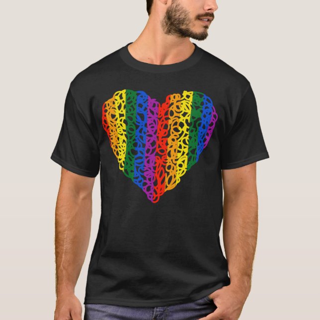 Rainbow Doodle Heart family T-Shirt (Vorderseite)