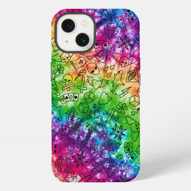 Rainbow Doodle iPhone Hülle (Rückseite)