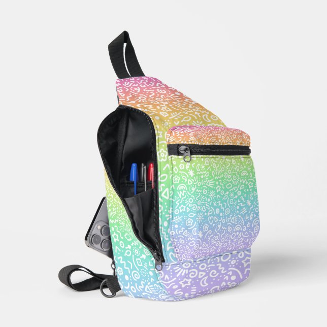 Rainbow Doodles Crossbody Bag (Offen)